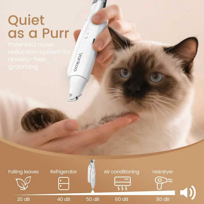 Vankoo 2-In-1 Pet Grooming Tool – LED Dog Nail Clipper & Paw Hair Trimmer, Rechargeable & Waterproof, Safe for Dogs & Cats