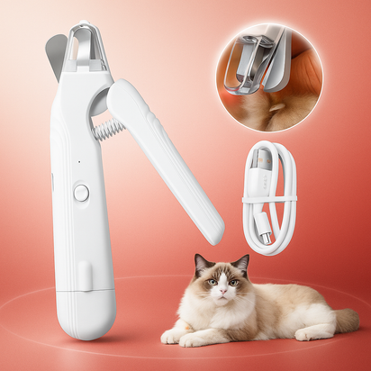 Miragepets™ 2-in-1 Rechargeable Pet Nail Clippers for Cats and Dogs with Quick Sensor, Safety Guard, and LED Lights